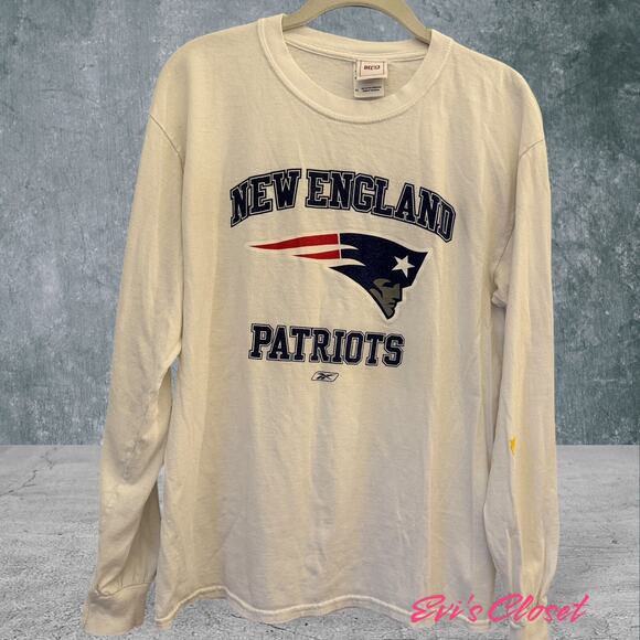 New England Patriots NFL Licensed T White Patriots Logos Long Sleeves Unisex L - Picture 1 of 9